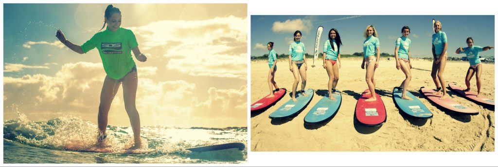ladies learn to surf